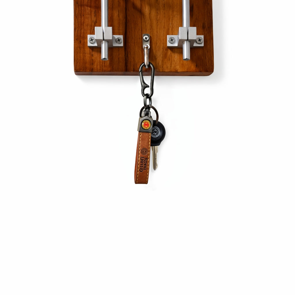 Elite Wall Helmet Holder – Solid Teak Wood & Stainless Steel