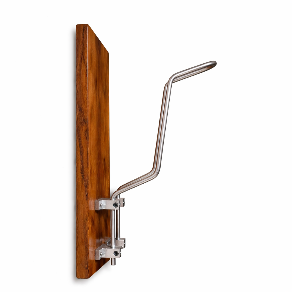 Elite Wall Helmet Holder – Solid Teak Wood & Stainless Steel