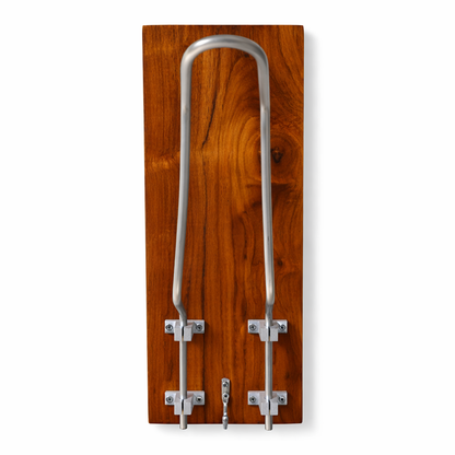 Elite Wall Helmet Holder – Solid Teak Wood & Stainless Steel
