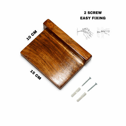 TITAN WALK Premium Wooden Wall Shelf – Glossy Teak Finish | 15x10 cm | 400g Solid Wood Mini Floating Rack | Easy 2 Screw Installation | Multipurpose for Keys, Frames & Plants