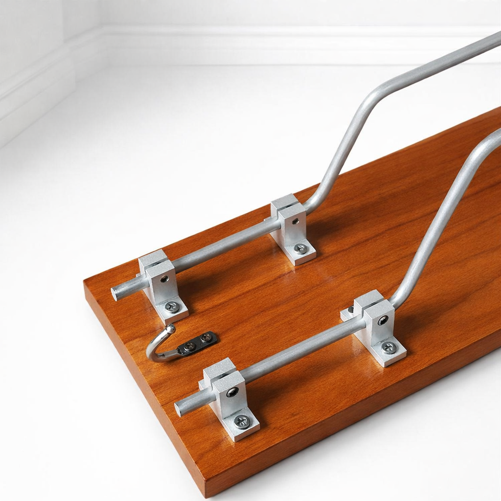 Elite Wall Helmet Holder – Solid Teak Wood & Stainless Steel